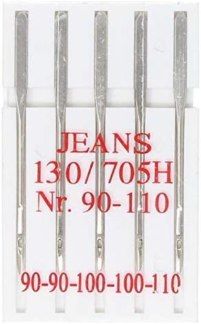 BIG-SAM Jeans-Nähmaschinennadeln 130R/705H, Stärke 90–110 (5 Stück)