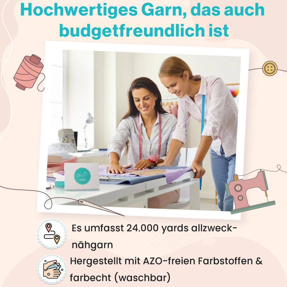 Blessew Nähgarn-Set, 24 Spulen à 914 m, Polyester – Ansicht 3