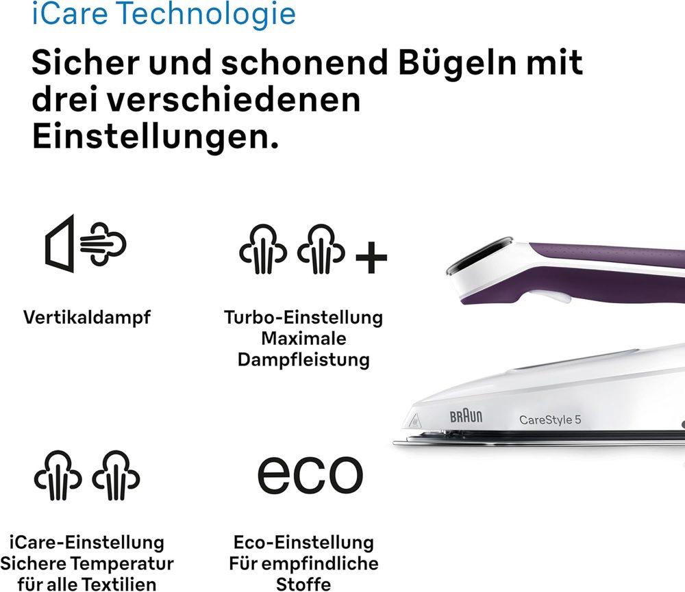 Braun CareStyle 5 IS5247VI Dampfbügelstation mit FreeGlide 3D (2 L) – Ansicht 3