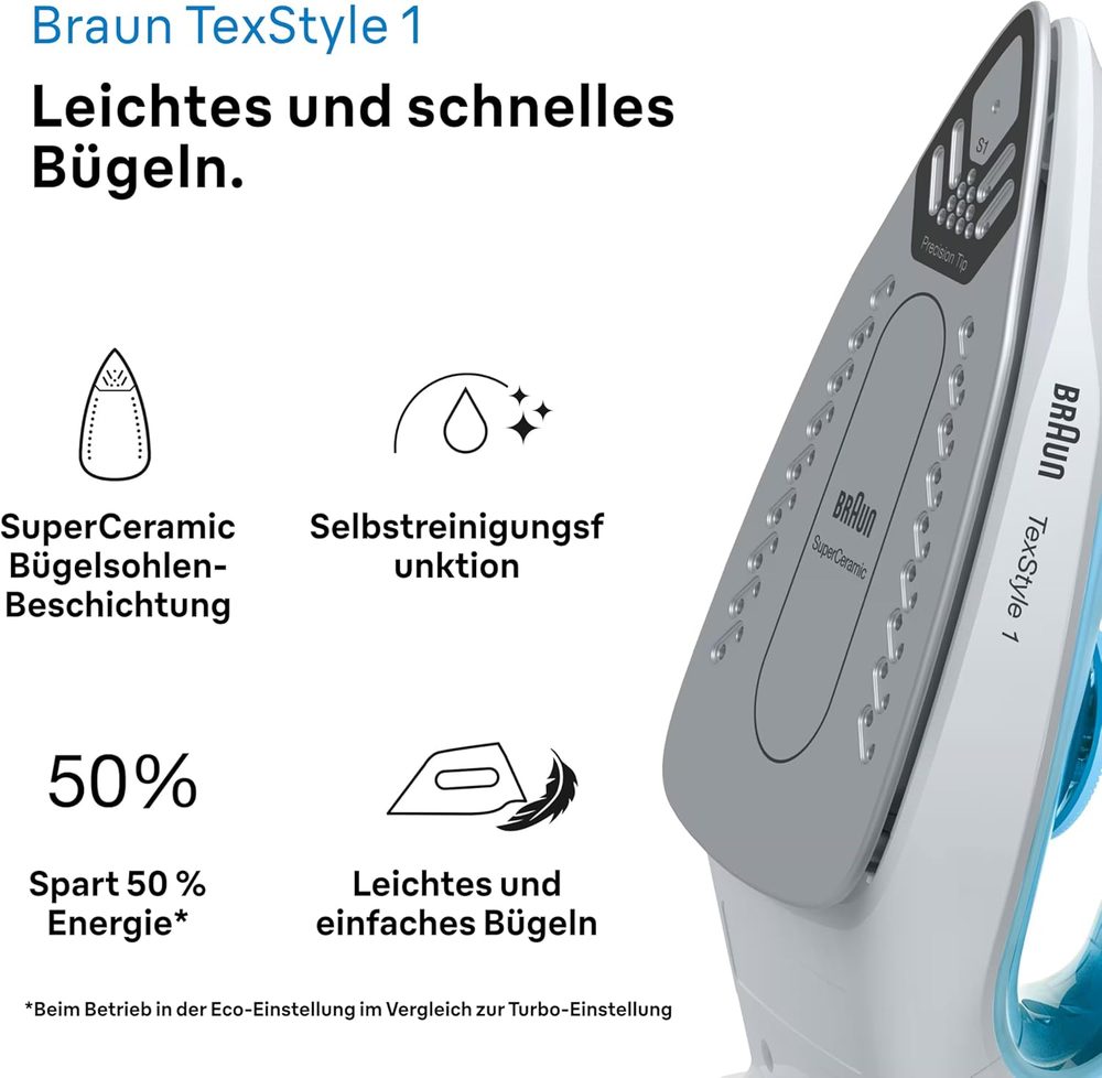 Braun TexStyle 1 SI 1050 Dampfbügeleisen mit Keramiksohle – Ansicht 3