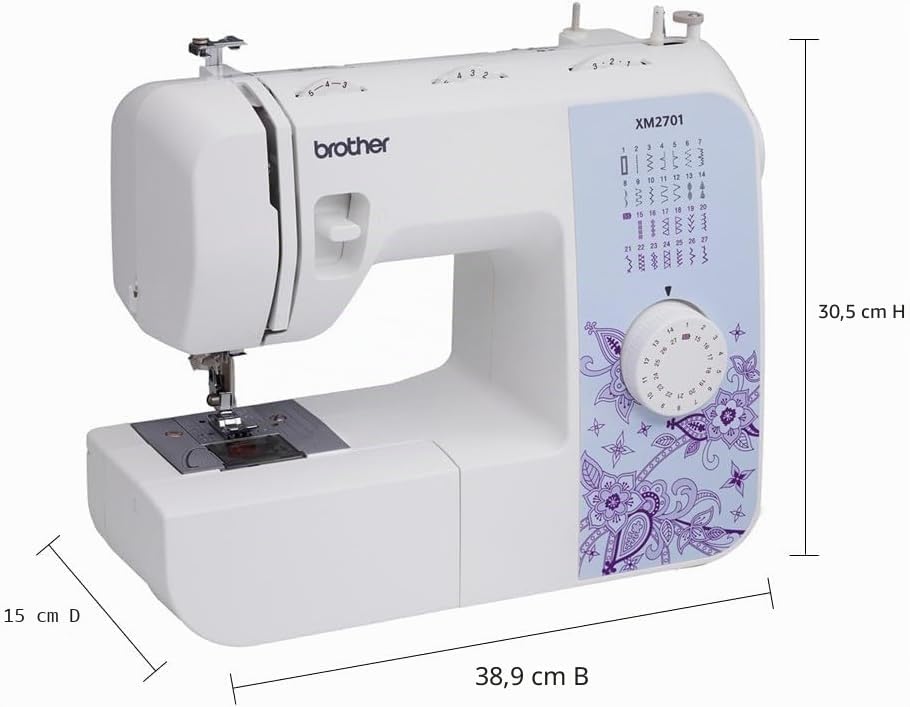 Brother XM2701S Nähmaschine mit 27 Stichprogrammen & Freiarm – Ansicht 3