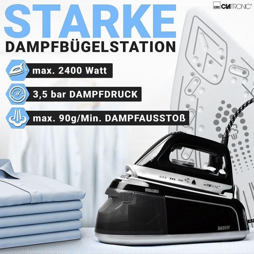 Clatronic DBS 3749 Dampfbügelstation mit Superglide-Sohle (1,2 L) – Ansicht 2