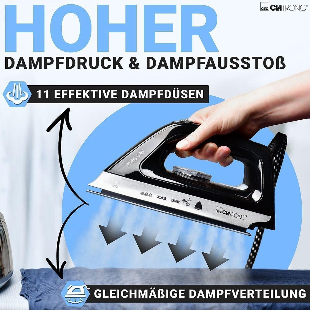 Clatronic DBS 3749 Dampfbügelstation mit Superglide-Sohle (1,2 L) – Ansicht 3