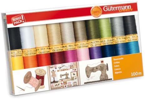Gütermann creativ Nähfaden-Set, 20 Spulen Baumwolle je 100 m