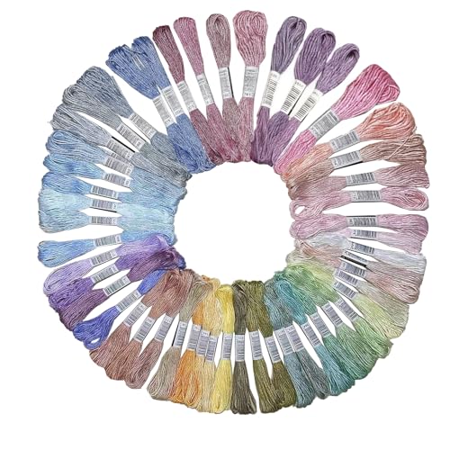 IBOPUXIU Stickgarn Set, 50 Pastellfarben à 8 m, Polyester